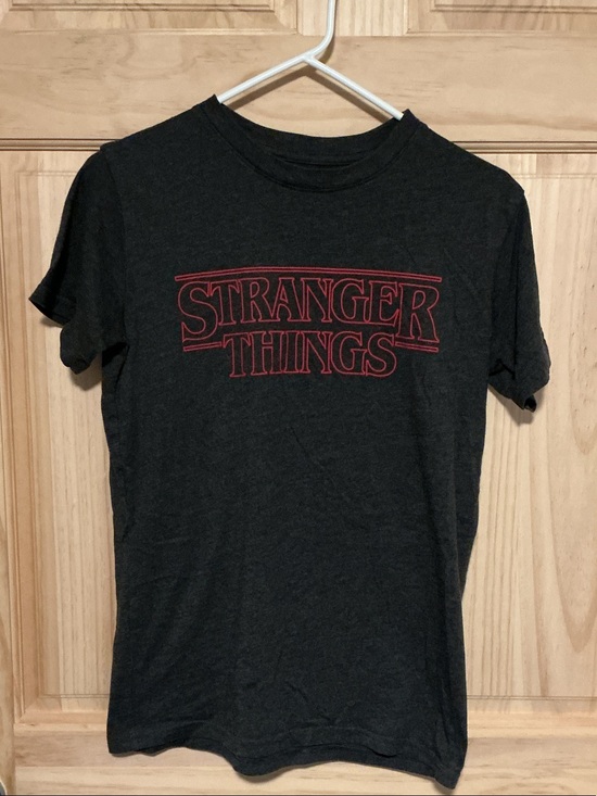 Stranger Things Tops - Stranger Things Women's / unisex Short Sleeve Tee - Black with Red Logo
